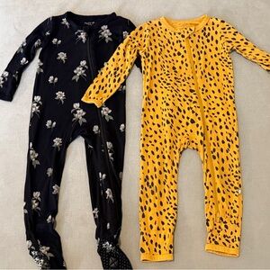 Kyte BABY Yellow and Black Patterned Kids Footies - 12-18 months
